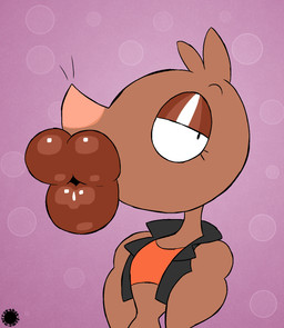anthro bedroom_eyes brown_body brown_fur clothing crop_top eyelashes femboy fur glistening glistening_eyelids glistening_lips head_tuft hyper hyper_lips jacket lips logo looking_at_viewer male midriff narrowed_eyes seductive shirt solo text thick_lips topwear tuft whiskers thatdawgmurray evan_laveldivan eulipotyphlan mammal mole_(animal) aliasing artist_logo artist_name digital_media_(artwork) hi_res signature