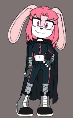 anthro arm_wraps bandage belly belt black_bottomwear black_cape black_clothing black_topwear boots bottomwear cape closed_smile clothing crop_hoodie crop_top cropped_jacket ears_down female footwear fur gloves grey_boots grey_clothing grey_footwear grey_gloves grey_handwear hair hand_behind_back hand_on_hip handwear hooded_cape leg_wrap long_hair looking_at_viewer midriff mouth_closed navel pants pink_body pink_eyes pink_fur pink_hair pivoted_ears pose posing_for_picture shirt shoes simple_background smile solo standing topwear utility_belt white_belly white_body white_fur wrappings wraps zipper mykegreywolf sega sonic_the_hedgehog_(series) fan_character valentine_(nebula1701) lagomorph leporid mammal rabbit 2025 5:8 absurd_res colored colored_sketch hi_res sketch
