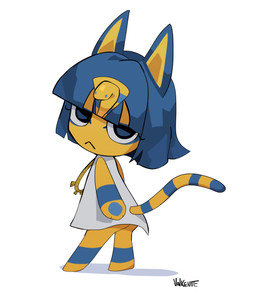 :< anthro barefoot biped blue_eyeliner blue_hair blue_markings blue_pawpads bob_cut butt chibi clothed clothing dress eyelashes eyeliner feet female flat_chested hair looking_at_viewer looking_back looking_back_at_viewer makeup markings pawpads paws pectoral_(jewelry) rear_view simple_background solo standing striped_markings striped_tail stripes tail tail_markings uraeus white_background white_clothing white_dress yellow_body valkenite animal_crossing nintendo ankha_(animal_crossing) domestic_cat felid feline felis mammal 2025 digital_drawing_(artwork) digital_media_(artwork) full-length_portrait hi_res portrait signature