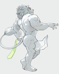 anthro back_muscles barazoku big_muscles butt clothing eyewear fur looking_aside looking_at_viewer male mane monocle muscular muscular_anthro muscular_male necktie nude obliques shirt side_view simple_background smile solo standing topwear triceps undressing white_background white_body white_fur white_mane ripped-saurian lifewonders tokyo_afterschool_summoners snow_(tas) felid lion mammal pantherine 2020 hi_res