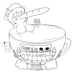 anthro baguette bath bathing beret_only bread breasts building cleavage clothed clothing female food mime nude relaxed_expression relaxing sculpture shameless solo statue technically_inanimate toony yonaturkey_mcgobblin zero_pictured francieliu_(yonaturkey_mcgobblin) bear giant_panda inanimate_object mammal 1:1 hi_res monochrome sketch