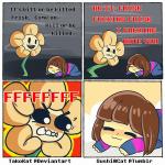 1:1 :3 angry comic duo elemental_creature english_text flora_fauna flower flower_creature flowey_the_flower frisk_(undertale) glare glaring human humor mammal meme not_furry plant relaxing smile takokat text undertale undertale_(series)