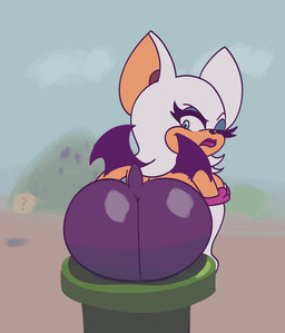 anthro big_breasts big_butt breasts butt clothing female rear_view solo stuck tight_clothing unknown_artist sega sonic_the_hedgehog_(series) rouge_the_bat bat mammal animated