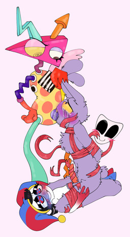 ambiguous_gender anal anal_penetration animal_genitalia animal_penis anthro bdsm big_penis blush blushing_profusely bodily_fluids bondage bound crying dildo double_dildo ear_pull feeldoe fellatio female foursome genitals group group_sex handjob handjob_while_penetrated lagomorph_penis looking_pleasured male male/female mask oral penetration penile penis ribbon_bondage ribbons ribbons_(anatomy) sex sex_toy size_difference tears chimeracocks glitch_productions the_amazing_digital_circus gangle_(tadc) jax_(tadc) pomni_(tadc) zooble_(tadc) animate_inanimate digital_creature humanoid lagomorph leporid living_mask living_toy mammal rabbit hi_res nonbinary_(lore) trans_(lore) trans_woman_(lore)