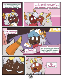 2_horns blood blush bodily_fluids clothing dark_body dark_skin dialogue duo female floating_hands flustered gloves grey_hair hair handwear head_wound horn icepack male profanity requesting sex_request sparkles suggestive_dialogue text unusual_anatomy unusual_eye_placement white_eyes yellow_eyes kittipaws kirby:_triple_deluxe kirby_(series) nintendo queen_sectonia_(original_form) taranza arachnid arthropod spider spidr 4:5 absurd_res comic english_text hi_res