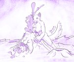 anthro bodily_fluids breasts cracks crater cum destruction ejaculation explosion fluffy fluffy_tail fur genital_fluids genitals grabbing gynomorph intersex macro mountain neck_tuft penis simple_background solo tail tuft shadowhide canid canine canis mammal wolf digital_media_(artwork) hi_res sketch