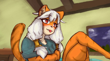 anthro cam_(dingodeptrai) female fur orange_body orange_fur dingodeptrai domestic_cat felid feline felis mammal 16:9 hi_res tagme widescreen