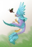 ambiguous_gender duo feathered_wings feathers feral flying fur green_eyes open_mouth simple_background tail wings dirtiran mythology arthropod butterfly dragon furred_dragon furred_scalie insect lepidopteran mythological_creature mythological_scalie scalie 2013