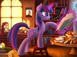 book bookshelf cutie_mark detailed_background female feral fur furniture hair horn inside magic multicolored_hair purple_body purple_fur purple_hair reading scroll solo striped_hair table telekinesis window atlas-66 friendship_is_magic hasbro my_little_pony mythology twilight_sparkle_(mlp) equid equine mammal mythological_creature mythological_equine unicorn hi_res