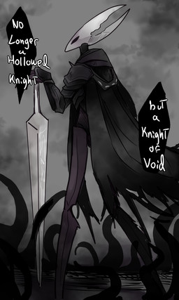 2_horns ambiguous_gender biped black_eyes black_speech_bubble clothing dialogue empty_eyes fingers holding_melee_weapon holding_object holding_weapon horn melee_weapon solo speech_bubble standing text weapon white_text ssleepyflowers hollow_knight_(franchise) team_cherry hollow_knight_(character) arthropod vessel_(species) void_tendrils 2026 english_text hi_res