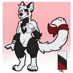 accessory anthro breasts claws clenched_teeth female fur furgonomics inner_ear_fluff looking_aside multicolored_body multicolored_fur navel nude nude_anthro nude_female paws raised_tail ribbons smile solo tail tail_accessory tail_ribbon teeth tuft awoogasm piere gulonine mammal marten mustelid musteline 1:1 2021 hi_res model_sheet signature