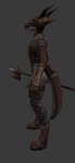 accessory anthro armor bag bodysuit boots breastplate brown_body brown_scales butt clothing digitigrade female fingerless_gloves flat_chested footwear furgonomics gloves greaves halberd handwear horn leather leather_clothing leg_armor low_poly melee_weapon polearm pupils scales shoes skinsuit slit_pupils solo tail tail_accessory tail_bag tight_clothing toeless_boots toeless_footwear weapon wide_hips yellow_eyes dtstat yattaba_(dtstat) kobold lizard reptile scalie 3d_(artwork) animated digital_media_(artwork) short_playtime story story_in_description turntable_(animation)