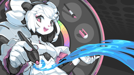 5_fingers anthro breasts brush clothing dress eraser female fingers flower_pupils fur grey_background hair high_collar holding_stylus looking_at_viewer machine mandarin_collar mascot mecha medium_breasts open_mouth paint paintbrush pen_(object) puffy_sleeves pupils robot_joints short_hair simple_background smile solo unusual_pupils white_body white_clothing white_dress white_fur white_hair tyson_tan kde krita_(copyright) kiki_the_cyber_squirrel mammal robot_anthro rodent sciurid tree_squirrel 16:9 2024 4k absurd_res digital_media_(artwork) half-length_portrait hi_res krita_(artwork) portrait widescreen