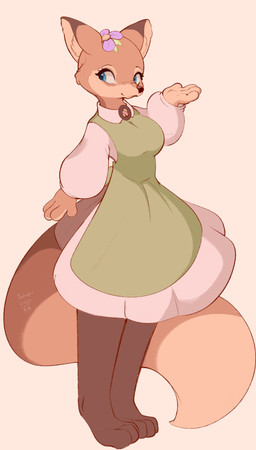 alternative_fashion anthro barefoot blue_eyes breasts brown_body brown_fur cheek_tuft clothed clothing country_lolita dipstick_ears ear_markings facial_tuft feet female flower fully_clothed fur j-fashion lolita_(fashion) multicolored_ears orange_body orange_fur plant simple_background smile solo standing tuft conditional_dnp tohupo kitsuki_(tohupo) canid canine fox mammal red_fox true_fox 2023 absurd_res dated digital_media_(artwork) full-length_portrait hi_res portrait signature