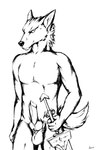 animal_genitalia animal_penis anthro athletic athletic_male balls canine_genitalia canine_penis erection fur genitals grin holding_melee_weapon holding_object holding_sword holding_weapon knot looking_at_viewer male melee_weapon muscular muscular_anthro muscular_male nude pecs penis presenting sheath simple_background smile solo sword weapon white_background arcwolfdragon elden_ring fromsoftware blaidd_(elden_ring) canid canine canis mammal wolf absurd_res hi_res monochrome