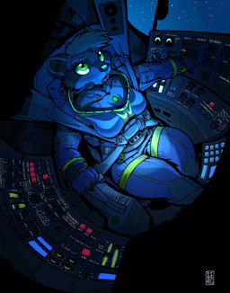 anthro breasts clothing cockpit dial ear_piercing electronics eyebrows female flight_suit gloves green_eyes handwear knob lever microphone open_mouth piercing pockets pushbutton seat_belt solo star rick_griffin mammal procyonid raccoon 2013 hi_res