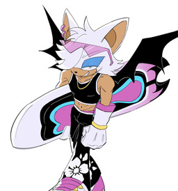 abs anthro blue_eyes board clothing crop_top crossgender eyeshadow eyewear femboy ftm_crossgender fur makeup male navel shirt simple_background smile smirk solo sunglasses topwear white_background white_body white_fur wings jiajiaa00 sega sonic_the_hedgehog_(series) rogue_the_bat_(nikkikaji) rouge_the_bat bat mammal hi_res