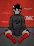 aged_up body_hair boxers_(clothing) bulge clothing facial_hair footwear goatee hairy horn leg_hair legwear male mustache not_furry offscreen_character profanity sideburns slightly_chubby socks solo sweater text topwear turtleneck underwear mintgears homestuck ms_paint_adventures dave_strider karkat_vantas alien alien_humanoid horned_humanoid humanoid troll_(homestuck) english_text hi_res