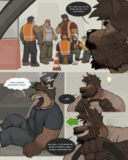 age_difference alcohol anthro barazoku beard beer beverage big_muscles bodily_fluids bottomwear car clothing construction_worker dialogue directional_arrow driving drooling drunk eating eyebrows facial_hair food footwear fur gold_(metal) gold_jewelry grey_background group hair huge_muscles jewelry kemono light_bulb male mature_anthro mature_male muscular muscular_anthro muscular_male mustache necklace open_mouth pants saliva shirt shoes simple_background sitting size_difference sleeping smile sound_effects standing substance_intoxication suggestive_dialogue text topwear tuft unprofessional_behavior vehicle vest vowelless vowelless_sound_effect zzz kenkudog fred_(kenkudog) ambiguous_species canid canine canis domestic_dog equid equine felid horse mammal pantherine tiger 2026 comic english_text hi_res multiple_scenes father_(lore) father_and_child_(lore) father_and_son_(lore) parent_(lore) parent_and_child_(lore) parent_and_son_(lore) son_(lore)