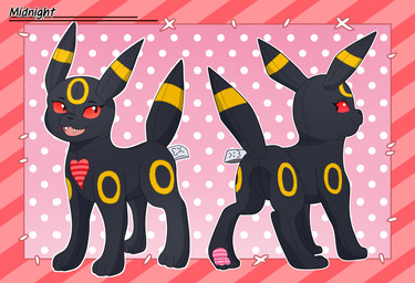 >:3 black_body black_nose border dotted_background featureless_crotch feral open_mouth outline pattern_background plushie quadruped red_eyes simple_background solo standing yellow_body alsoflick nintendo pokemon eeveelution generation_2_pokemon pokemon_(species) umbreon digital_media_(artwork) full-length_portrait hi_res model_sheet portrait
