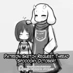 advertisement anthro duo fur white_body white_fur lumineko undertale undertale_(series) frisk_(undertale) toriel boss_monster_(undertale) bovid caprine human mammal 1:1 animated digital_media_(artwork) short_playtime