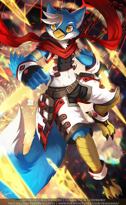 abstract_background anthro beak belt black_bottomwear black_clothing black_pants black_topwear blue_body blue_fur book bottomwear clothed clothing dagger front_view fur glistening glistening_eyes hair head_tuft holding_dagger holding_melee_weapon holding_object holding_weapon male melee_weapon orange_pupils pants pupils solo text topwear tuft weapon white_body white_bottomwear white_clothing white_fur white_hair white_pants white_topwear yellow_beak yellow_eyes penguinexperience avian hybrid full-length_portrait portrait signature url