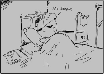 anthro bed bedding bedroom bedside_table blanket bodily_fluids book directional_arrow eyes_closed female female_anthro furniture furniture_lamp headboard inside pillow sleeping solo sweat text under_covers wall_(structure) lilmoonie oinky_(lilmoonie) domestic_pig mammal suid suine sus_(pig) 2025 digital_drawing_(artwork) digital_media_(artwork) english_text monochrome sketch