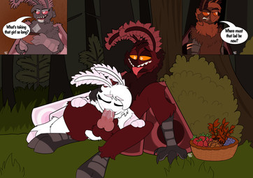 antennae_(anatomy) anthro balls bodily_fluids cum cum_in_mouth cum_inside duo erection fellatio female fur genital_fluids genitals glowing glowing_eyes male male/female nude open_mouth oral oral_penetration penetration penile penis sex smile teeth text tongue tongue_out wings jackbaphomet mothman arthropod cryptid insect lepidopteran moth absurd_res digital_media_(artwork) english_text hi_res