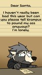 bodily_fluids clothed clothing crying holidays humor letter pencil solo tears text trashbadger christmas trashbadger_(fursona) badger mammal mustelid musteline english_text