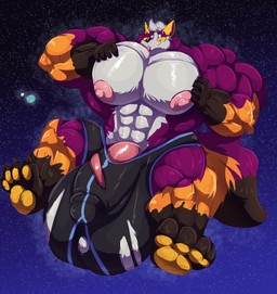 anthro balls big_balls big_bulge big_muscles big_pecs big_penis black_clothing black_underwear blep briefs bulge clothing countershading earth erection floating fur genitals huge_balls huge_bulge huge_muscles huge_pecs huge_penis hyper hyper_balls hyper_bulge hyper_genitalia hyper_muscles hyper_pecs hyper_penis macro male moon multicolored_body multicolored_fur muscular muscular_anthro muscular_male nipples pecs penis pink_nipples pink_penis planet plantigrade purple_body purple_fur solo space star terra_macro tongue tongue_out torn_clothing underwear white_balls white_body white_countershading bobert clypse canid canine canis domestic_dog fox husky hybrid mammal nordic_sled_dog spitz 2019 hi_res