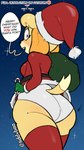 2021 9:16 animal_crossing anthro butt canid canine canis christmas christmas_clothing christmas_headwear clothed clothing costume dialogue domestic_dog english_text female fur hat headgear headwear hi_res holidays isabelle_(animal_crossing) looking_at_viewer looking_back looking_back_at_viewer mammal nintendo portrait pose rear_view santa_costume santa_hat shih_tzu solo speech_bubble talking_to_viewer tdtbaa text three-quarter_portrait toy_dog yellow_body yellow_fur