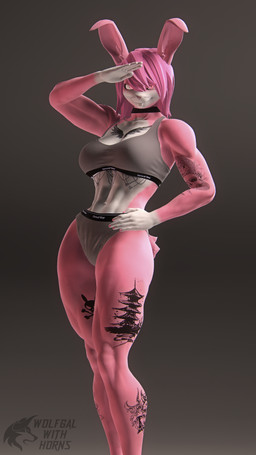 abs anthro clothing female hair jojo_pose long_ears muscular muscular_anthro muscular_female pink_body pink_hair solo tattoo underwear wear ludexus jojo's_bizarre_adventure zafy_takada_(ludexus) lagomorph leporid mammal rabbit 3d_(artwork) 4k 9:16 absurd_res digital_media_(artwork) hi_res source_filmmaker_(artwork)