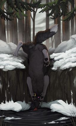 anus black_anus black_body black_fur black_pawpads black_vulva blue_hair butt detailed_background dipstick_tail drinking female feral forest fur genitals grey_body grey_fur hair humanoid_genitalia humanoid_genitalia_on_feral humanoid_vulva humanoid_vulva_on_feral licking markings monotone_anus monotone_genitals outside pawpads paws plant presenting presenting_anus presenting_hindquarters presenting_vulva raised_tail sky snow solo tail tail_markings text tongue tongue_out tree upside_down vulva water white_tail_tip winter birrrrrrrrb keira_(keirafoxxe) canid canine canis fox mammal 2021 dated detailed digital_drawing_(artwork) digital_media_(artwork) english_text hi_res