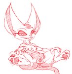 4_toes anthro crossgender curling_toes feet female hindpaw looking_at_viewer nude pawpads paws seductive simple_background smile soles solo toes white_background redhand kid_vs._kat mr._kat alien domestic_cat felid feline felis mammal hi_res monochrome red_and_white