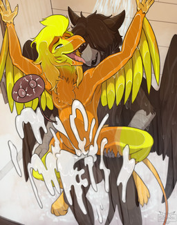 andromorph andromorph/male anthro balls beak black_penis blush bodily_fluids claws cum cum_in_vagina cum_inflation cum_inside duo erection excessive_cum excessive_genital_fluids feathered_wings feathers fucked_silly fur genital_fluids genitals hair impregnation inflation internal intersex intersex/male male male_penetrating multiple_ova nude open_mouth ovum penetration penis sex shower shower_sex simple_background size_difference sperm_cell standing tongue tongue_out vaginal vaginal_penetration vulva water wet wings 5ushiroll mythology zani_toshkin zerva_von_zadok_(capesir) avian gryphon mythological_avian mythological_creature nevrean digital_media_(artwork) hi_res