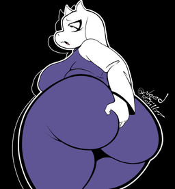 anthro big_breasts big_butt black_background breasts butt butt_focus butt_grab clothed clothing digging_into_butt female fur hand_on_butt horn huge_breasts huge_butt long_ears looking_pleasured nipple_outline overweight overweight_anthro overweight_female purple_clothing purple_robe rear_view robe scratching_butt simple_background solo thick_thighs white_body white_fur wide_hips needarefill77 deltarune undertale undertale_(series) yeah_i_have_a_type_(meme) toriel bovid caprine goat mammal absurd_res hi_res signature
