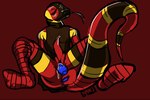 animal_genitalia anthro clothed clothing crossdressing genital_slit genitals male masturbation penetration penis sex_toy slit_penetration slit_play solo tapering_penis toying_self timeiskey bell_boy_(character) coral_snake elapid_(snake) reptile scalie snake