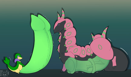 2_penises animal_genitalia animal_penis balls big_balls big_penis duo erection feral genitals huge_balls huge_penis hyper hyper_genitalia hyper_penis male male/male multi_genitalia multi_penis nude penis simple_background size_difference smile malekart nintendo pokemon fan_character generation_5_pokemon pokemon_(species) scolipede snivy digital_drawing_(artwork) digital_media_(artwork) hi_res shaded signature