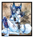 anthro biped blue_hair breasts cybernetics exposed_endoskeleton female hair machine nipples nude organs red_eyes robotic_reveal sitting solo tail wire amiral_aesir kitsune_bothan canid canine cyborg mammal