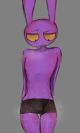 anthro balls_outline bodily_fluids boxer_briefs bulge clothing detailed_bulge flaccid genital_outline genitals hands_behind_back looking_down male musk nervous penis penis_outline slim solo sweat sweaty_body sweaty_legs sweaty_thighs underwear karnthud glitch_productions the_amazing_digital_circus jax_(tadc) lagomorph leporid mammal rabbit absurd_res hi_res