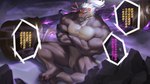 angry animal_genitalia anthro blush clenched_teeth crossed_arms genital_slit genitals hair high-angle_view long_hair looking_at_viewer male navel pawpads sitting solo teeth text vein white_hair littef honor_of_kings tencent xuanwu reptile scalie tortoise turtle 2024 chinese_text hi_res