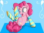 balloon blue_eyes clothing cutie_mark female feral footwear hair inflatable legwear pink_hair sitting smile socks solo pon3splash friendship_is_magic hasbro my_little_pony pinkie_pie_(mlp) earth_pony equid equine horse mammal pony 2013 4:3 hi_res