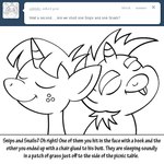 1:1 ambiguous_gender bitterplaguerat dialogue duo earth_pony english_text equid equine freckles friendship_is_magic hasbro horn horse mammal monochrome my_little_pony pony sleeping snails_(mlp) snips_(mlp) text