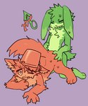 anthro bucket catte_(kaiju_paradise) claws container duo felid female fur gootraxian green_body green_fur hi_res kaiju_paradise lagomorph leporid looking_pleasured male male/female mammal orange_body orange_fur penetration rabbit raised_tail sex simple_background tail tongue tongue_out toxic_rabbit_(kaiju_paradise) urinat1ng