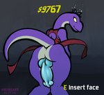 animal_genitalia animal_penis asian_clothing butt chinese_clothing chinese_dress clothing countershade_neck countershading crocodilian_penis dress east_asian_clothing empty_eyes eyelashes femboy flower_on_head gameplay_mechanics genitals legs_together long_neck male penis purple_body purple_scales rear_view scales smile solo text zoquete risk_of_rain lily_(mr_oddman) lemurian scalie english_text hi_res