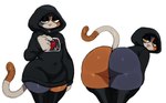 anthro bent_over big_butt bottomless butt clothed clothing dipstick_tail female glistening glistening_body hoodie huge_butt legwear looking_at_viewer looking_back markings mooning multicolored_body open_mouth presenting presenting_hindquarters rear_view solo tail tail_markings thick_thighs thigh_highs topwear wide_hips yellow_eyes sssonic2 epic_games fortnite meow_skulls calico_cat domestic_cat felid feline felis mammal 2023 hi_res