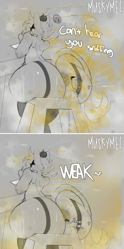 anthro anus apple big_butt bodily_fluids brown_fart_cloud butt butt_sniffing chair drawing_tablet duo fart fart_cloud fart_fetish fart_sniffing farting_at_viewer farting_on_face food fruit furniture genitals holding_object male musk musky_balls musky_butt on_chair plant sitting sitting_on_chair sitting_on_stool smelly smelly_butt sniffing solo sweat sweaty_butt sweaty_genitalia muskymei scribbles_(scribblescreme) absurd_res comic hi_res