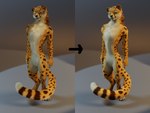 anthro barefoot before_and_after chest_tuft claws comparison digitigrade feet female fur half-closed_eyes looking_at_viewer markings multicolored_body multicolored_fur narrowed_eyes paws solo spots spotted_body spotted_fur standing tail toes tuft yellow_body yellow_fur ruaidri kesh_(pojodan) cheetah felid feline mammal 2022 3d_(artwork) 4:3 blender_(artwork) digital_media_(artwork)