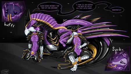 ankle_cuffs chastity_device clothing collar cuff_(restraint) drone dronification latex latex_clothing latex_skinsuit leash male moan nasal_tube null_bulge permanent_chastity_device permanent_encasement permanent_orgasm_denial permanent_transformation permanently_sealed restraints skinsuit tight_clothing riggedreded mythology dragon mythological_creature mythological_scalie scalie 2025 hi_res