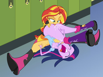 alternate_species ass_up bodily_fluids boots bottomless breasts clothed clothing cum cunnilingus dripping duo eyes_closed female female/female female_human footwear forced genital_fluids genitals human_on_human human_only humanized intraspecies licking locker messy no_underwear not_furry open_clothing open_shirt open_topwear oral orgasm purple_body purple_skin rape sex shirt shoes spread_legs spreading tears tongue tongue_out topwear upskirt vaginal vaginal_fluids vulva supersouthmoor equestria_girls hasbro my_little_pony sunset_shimmer_(eg) twilight_sparkle_(eg) human mammal grandfathered_content
